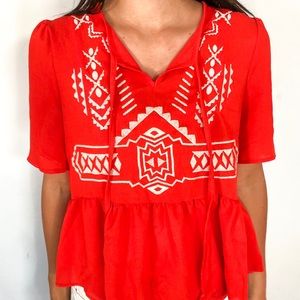 Embroidered peplum top!